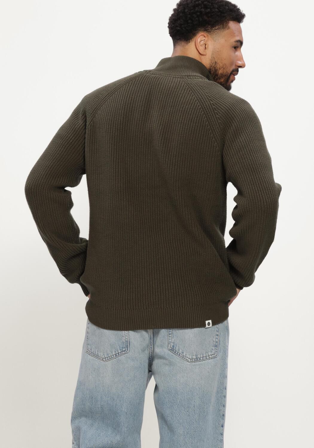 Donkergroene ANERKJENDT Trui AKSUNE PATENT HALF ZIP KNIT - large
