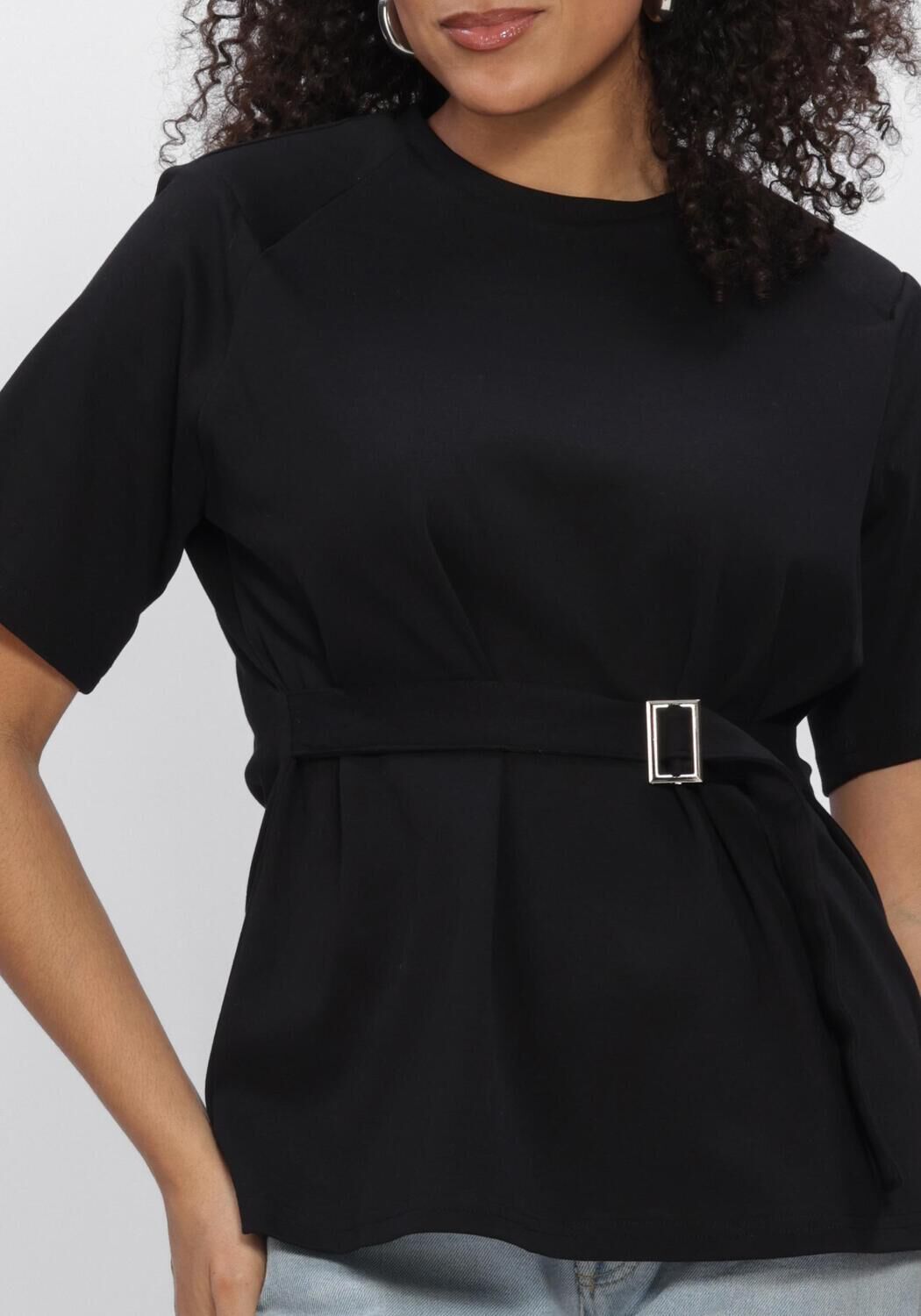 Zwarte MY ESSENTIAL WARDROBE Tops & T-shirts MWAPIR BELT TEE - large