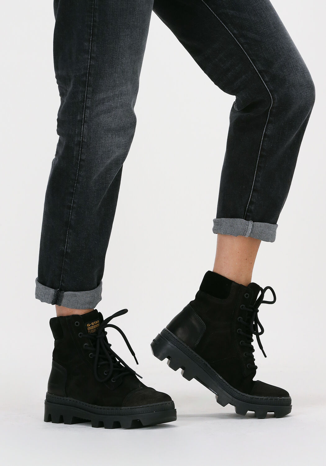 G-STAR RAW Bottines &agrave; lacets NOXER HGH TMB LEA W en noir - large