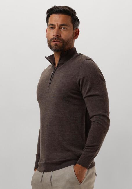 PROFUOMO Pull PULLOVER HALF ZIP en taupe - large