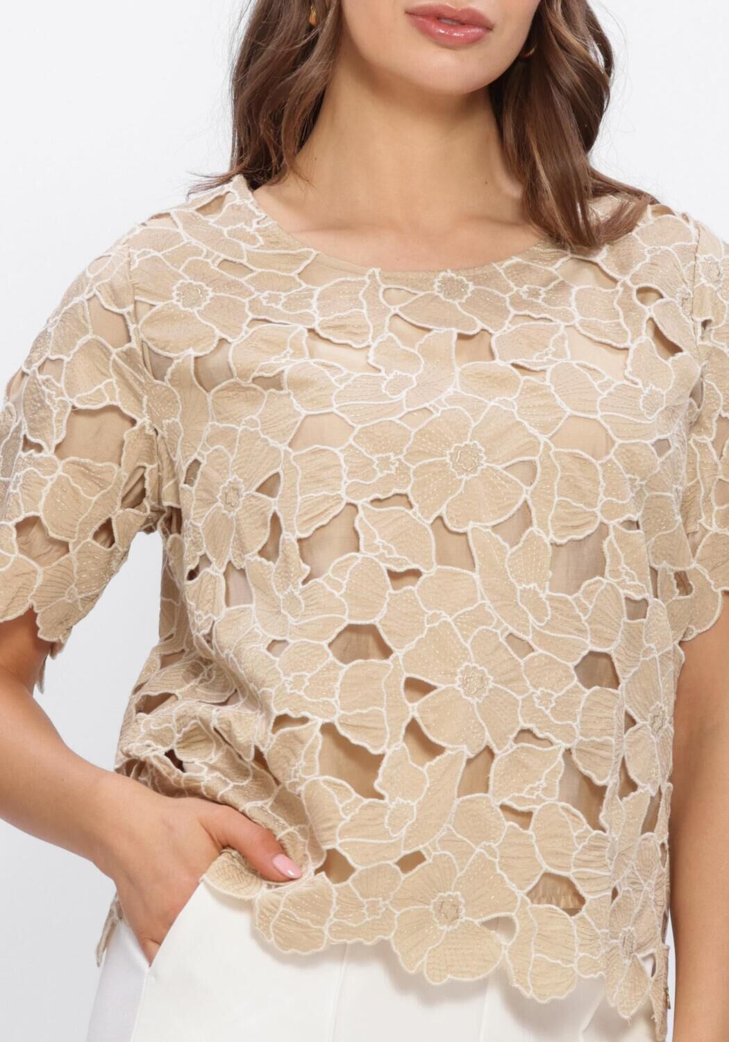 NUKUS Haut OCTAVIA TOP FLOWER en or - large