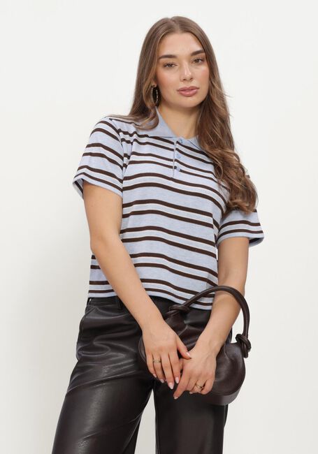 Lichtblauwe NEO NOIR Trui MULANN POLO KNIT BLOUSE - large
