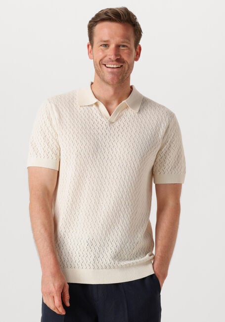Ecru SELECTED HOMME Polo SHLINO SS KNIT CROCHET OPEN POLO - large