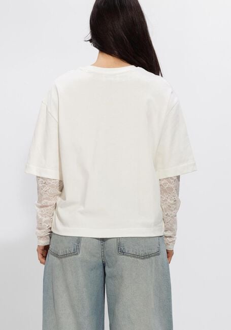 Witte CATWALK JUNKIE Truien/vesten LOOSE FIT TSHIRT WITH LACE SLEEVES - large