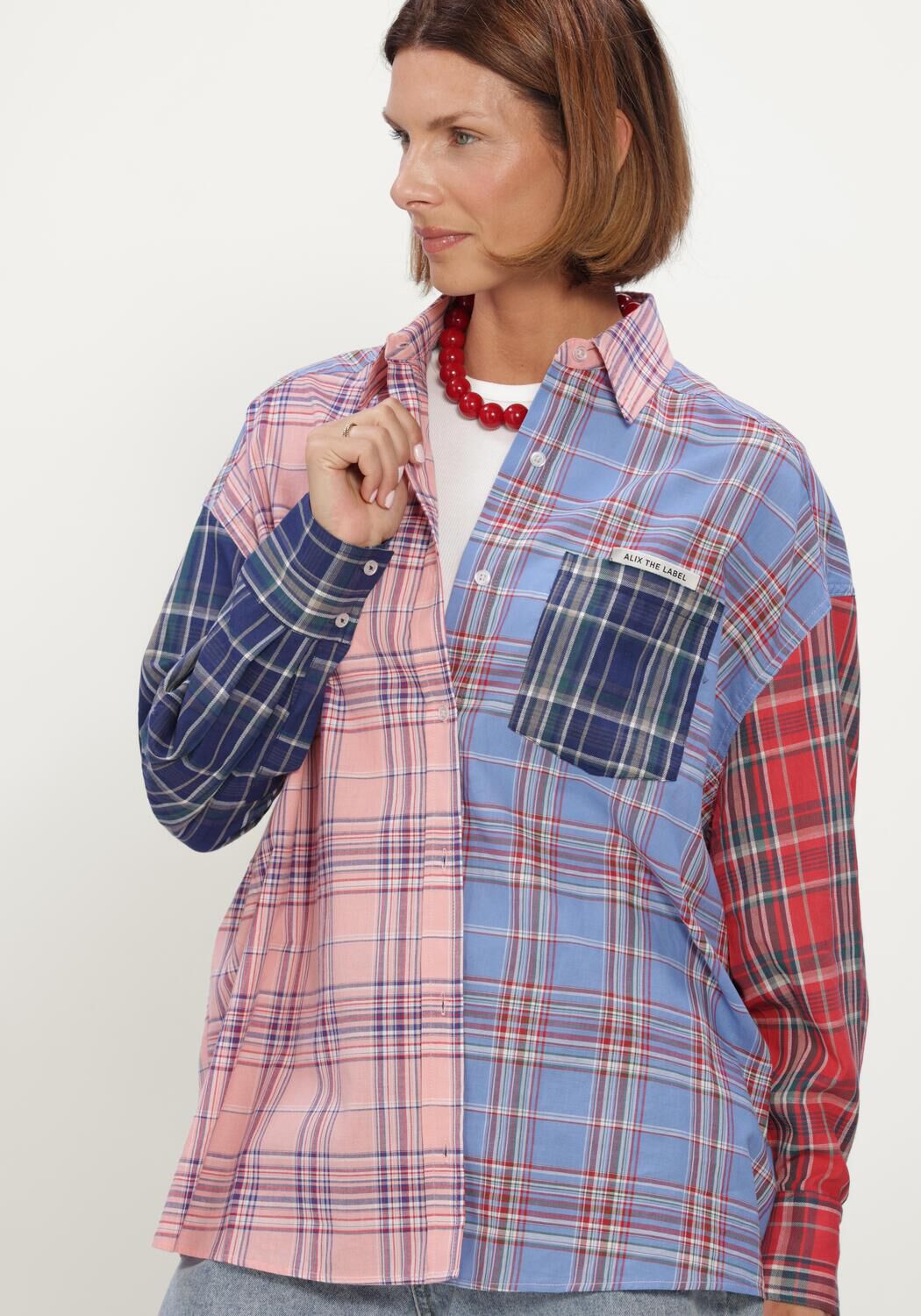ALIX THE LABEL LADIES WOVEN CHECK MIX BLOUSE Blouses en multicolore - large