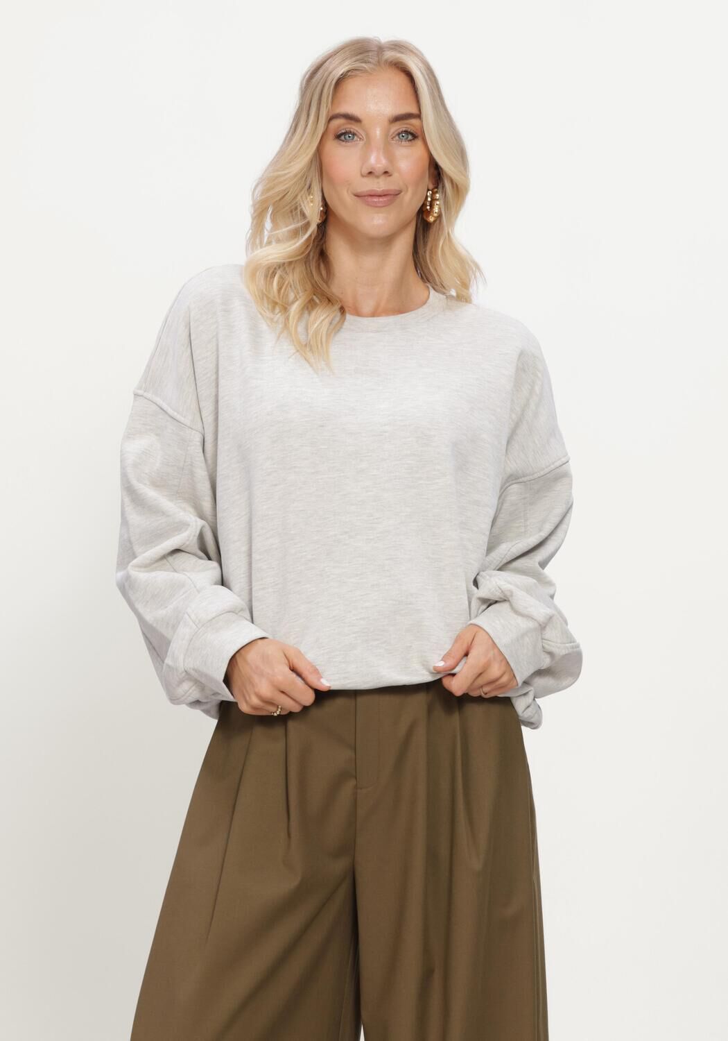 Lichtgrijze GESTUZ Sweater GZKAHLA MEL SWEATSHIRT - large