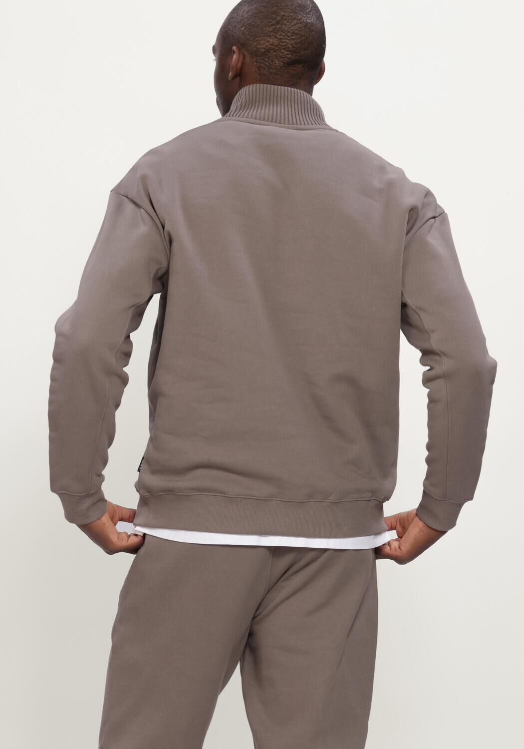 Taupe GENTI Sweater HALF ZIP SWEAT - large