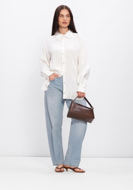 Witte JANSEN AMSTERDAM  RABIA BLOUSE SLG 783 LONG SLEEVE LACE FLOWERS AT COLLAR - large