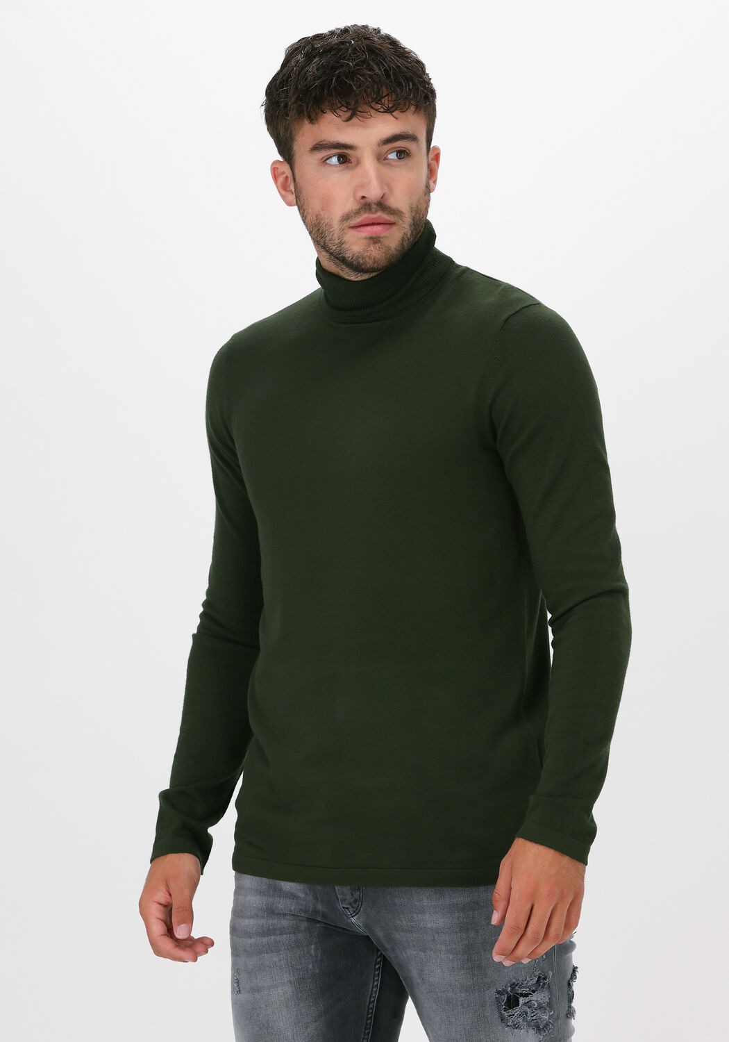 donkergroene purewhite coltrui essential knit turtleneck