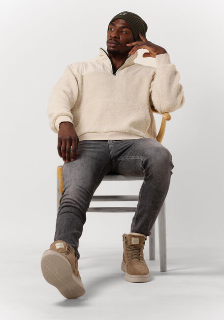 Beige CALVIN KLEIN Trui BADGE SHERPA HALF ZIP HWK - large