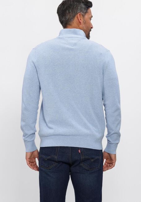 TOMMY HILFIGER Pull ESSENTIAL COTTON ZIP MOCK Bleu clair - large