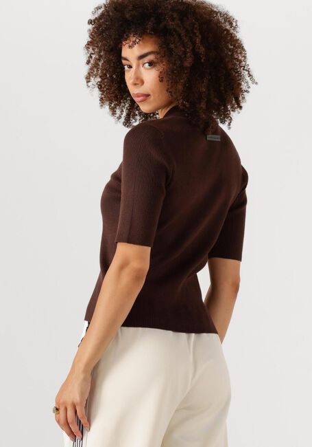 Bruine HAUTE L'AMITIÉ T-shirt PICCOLO SS POLO RIB KNIT - large