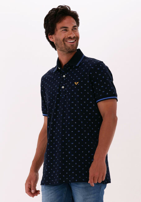 Donkerblauwe PME LEGEND Polo SHORT SLEEVE POLO FINE PIQUE ALL OVER PRINT - large