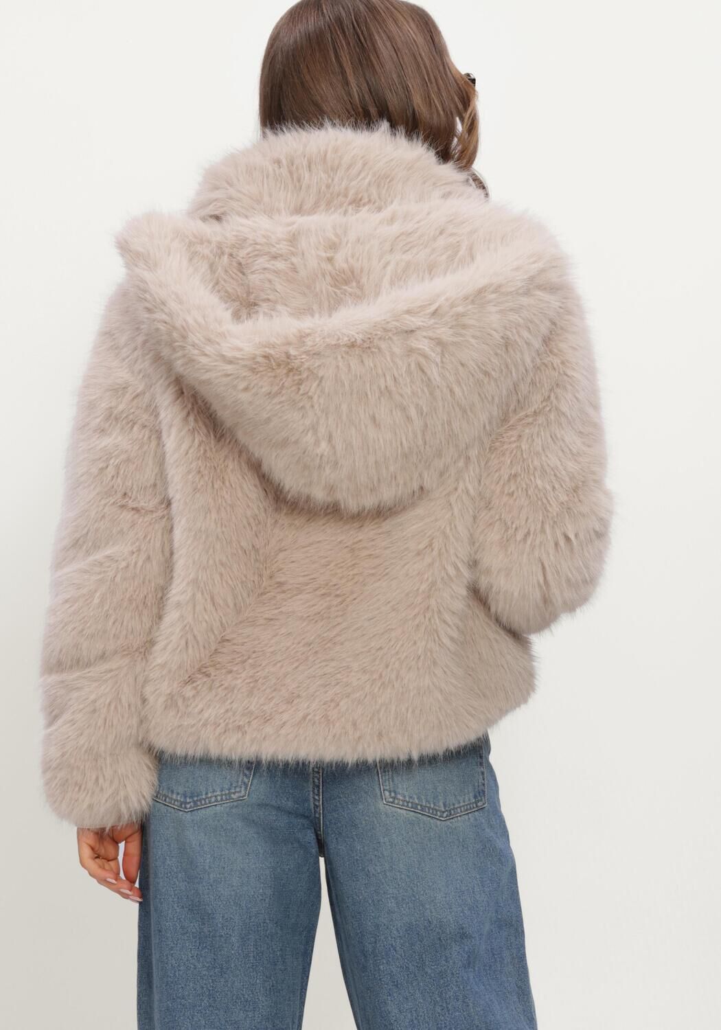Beige MOSCOW Faux fur jas 13-08-REDEMTION - large