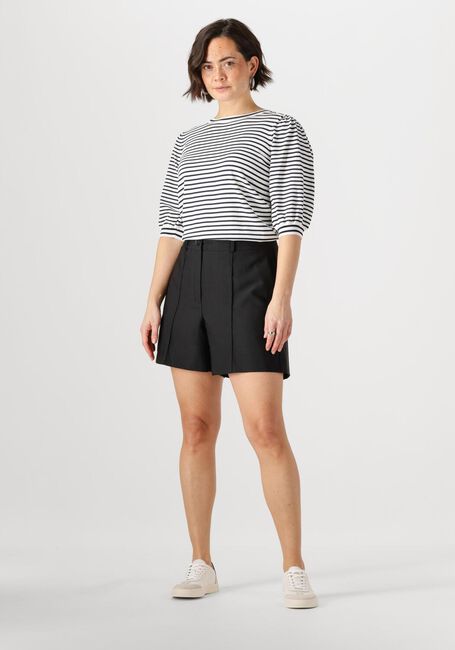 Blauwe JANSEN AMSTERDAM Top KIM TOP K 136 STRIPE SHORT PUFFED SLEEVE - large
