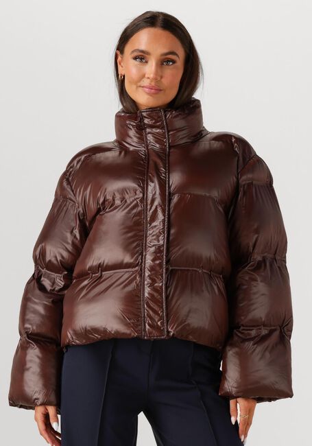 Bruine NEO NOIR Gewatteerde jas RHEA SHINY PUFFER JACKET - large