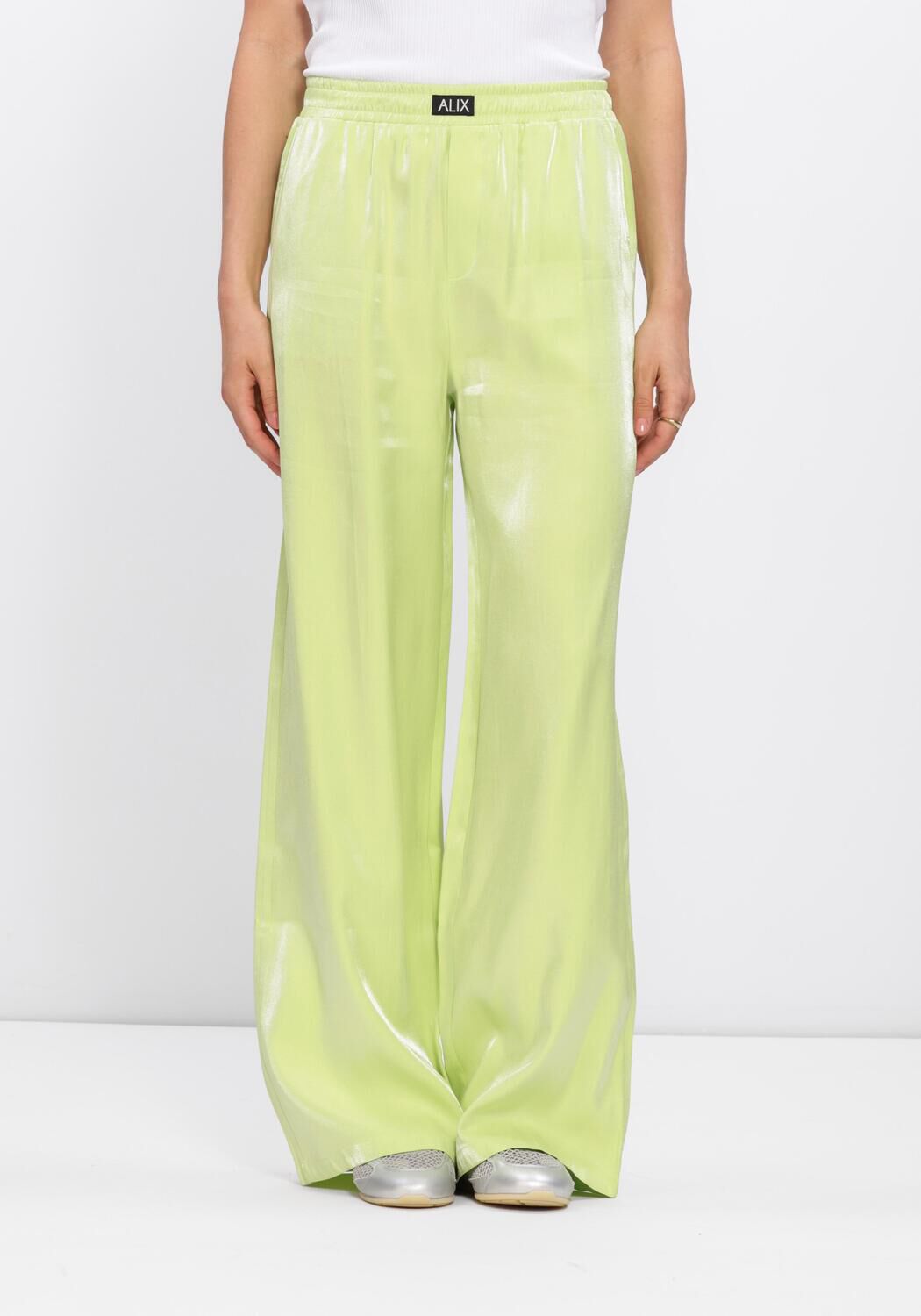 Gele ALIX THE LABEL Broeken/jumpsuits LADIES WOVEN MIX SHINE PANTS - large