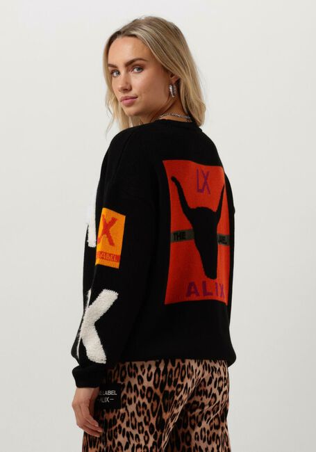 Zwarte ALIX THE LABEL Trui LADIES KNITTED ART WORK PULLOVER - large