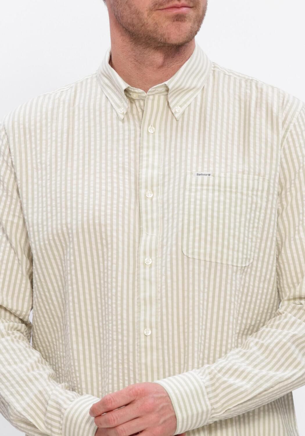 Groene BARBOUR Casual overhemd CRESSWELL SEERSUCKER - large