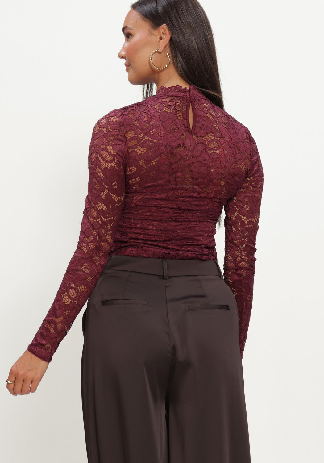 Y.A.S. Haut YASLACEY LS LACE TOP Bordeaux - large