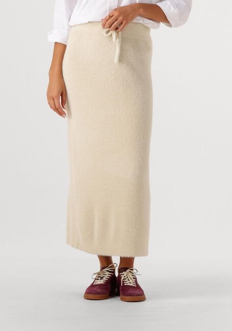SIMPLE Jupe maxi KNIT-FEATHER-MET-25-3 Écru - large