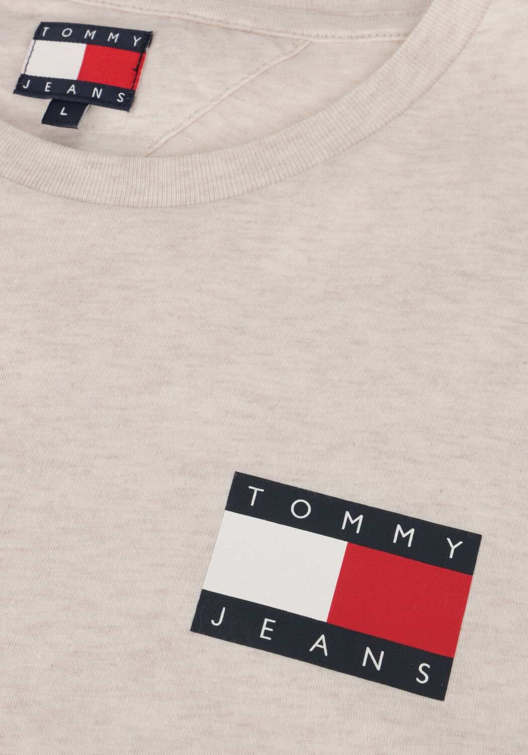 TOMMY JEANS T-shirt TJM SLIM ESSENTIAL FLAG TEE EXT en beige - large