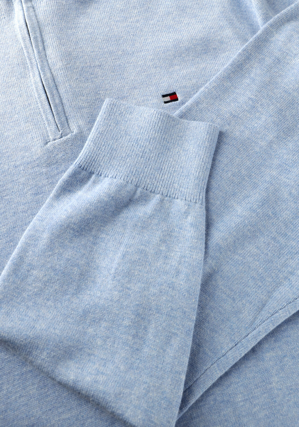 TOMMY HILFIGER Pull ESSENTIAL COTTON ZIP MOCK Bleu clair - large