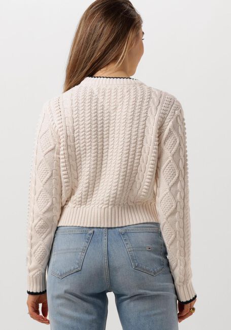 TOMMY JEANS Pull TJW BUBBLE CABLE FLAG CREW en blanc - large
