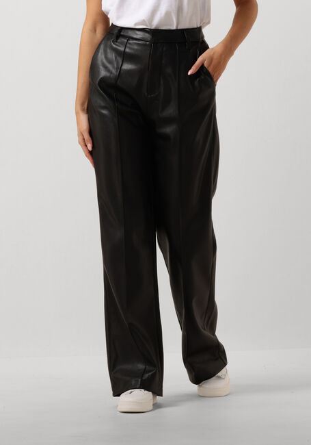 Zwarte COLOURFUL REBEL Wijde broek RUS VEGAN LEATHER PANTS - large