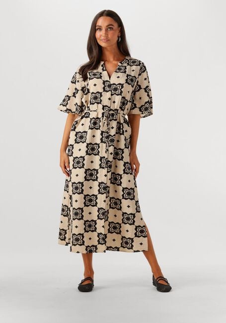 Beige OBJECT Midi jurk OBJELLA RE 2/4 MIDI DRESS 138 - large