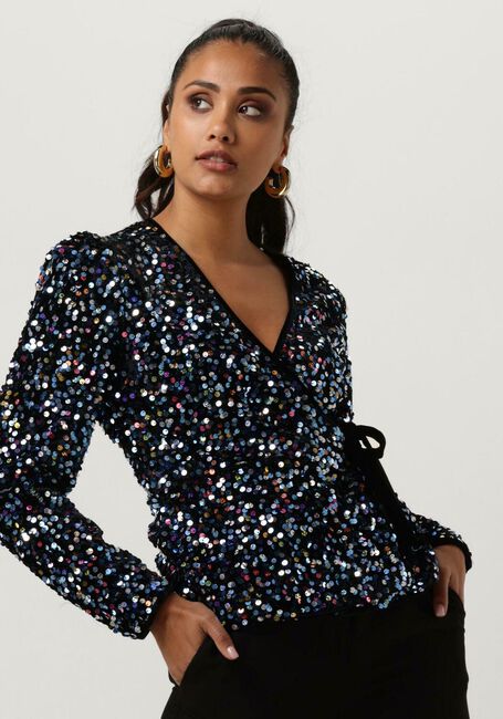 Y.A.S. YASKILLO SEQUIN LS WRAP TOP Blouses en noir - large
