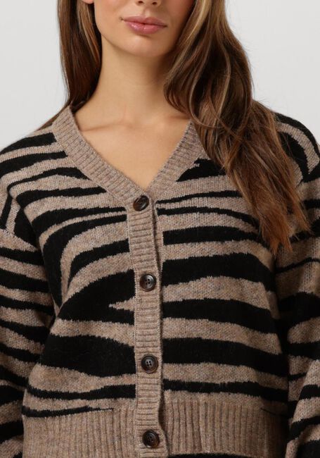 COLOURFUL REBEL Gilet SHARA ZEBRA KNITTED CARDIGAN en marron - large