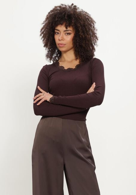 ROSEMUNDE Haut BABETTE SILK LS LACE en marron - large
