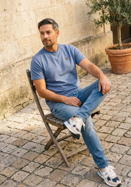 PME LEGEND T-shirt TWO TONE TEXTURED STRIPE en bleu - large