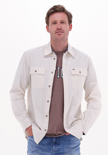Witte TOMMY JEANS Overshirt TJM ESSENTIAL TWILL OVERSHIRT - large