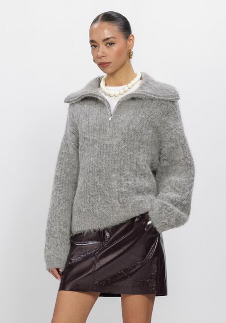 DANTE6 Pull EMYLA ZIP SWEATER en gris - large