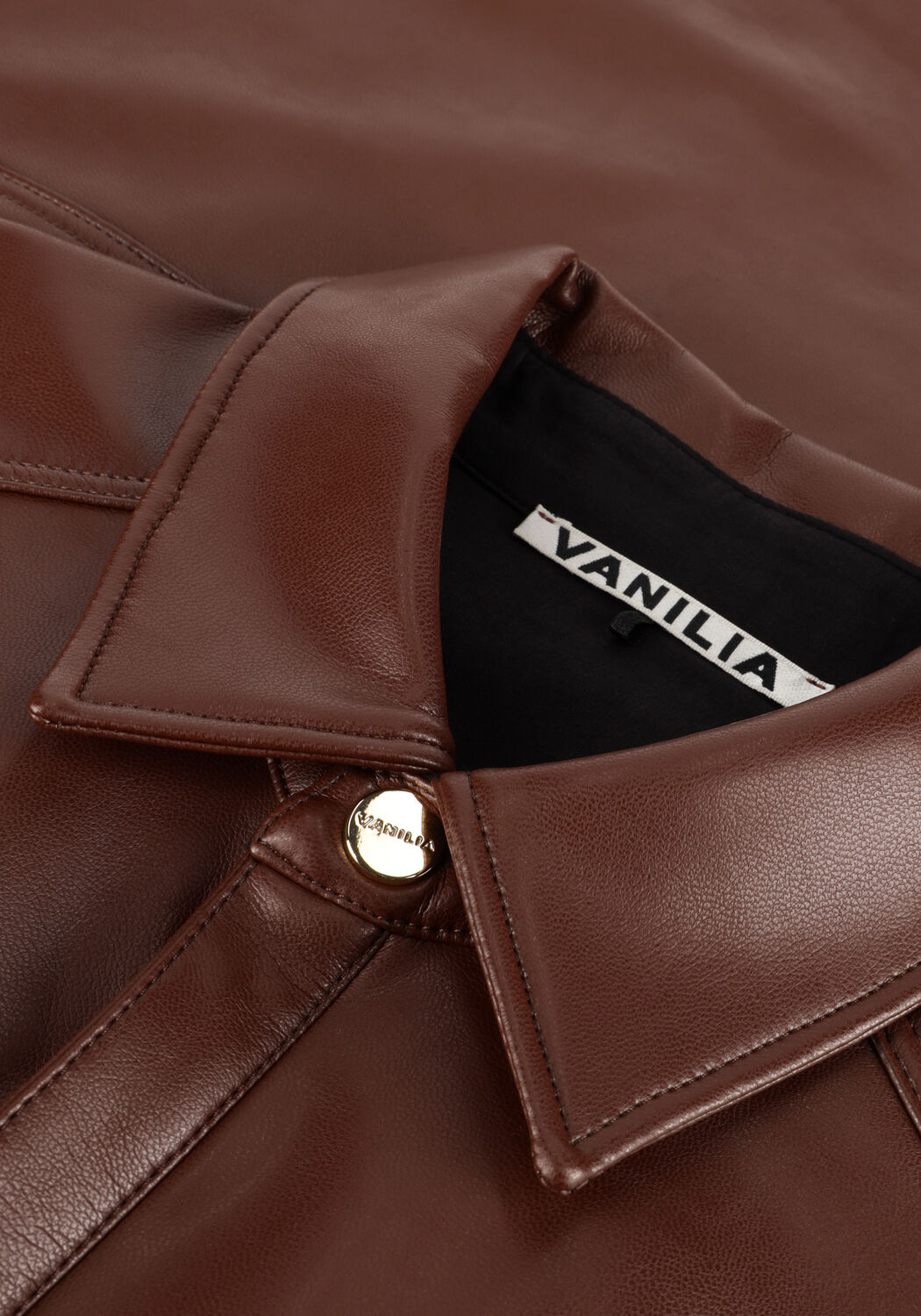 Bruine VANILIA Midi jurk FAUX LEATHER SHIRT DRESS - large