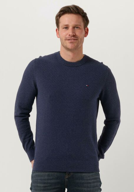 TOMMY HILFIGER Pull CROSS STRUCTURE CREW NECK en bleu - large