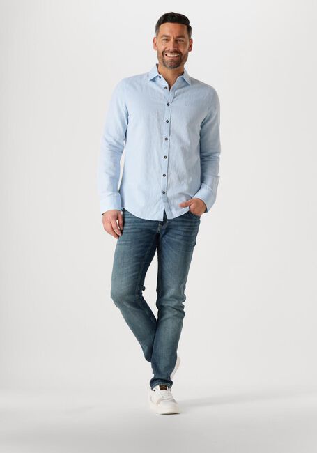 Blauwe PME LEGEND Casual overhemd LONG SLEEVE SHIRT COTTON LINEN 2 TONE - large