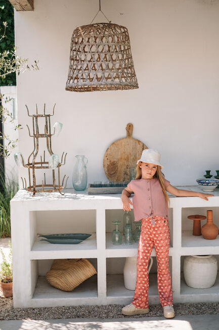 LIKE FLO Pantalon &eacute;vas&eacute; FLOOR AOP FLARED PANTS en rouge - large