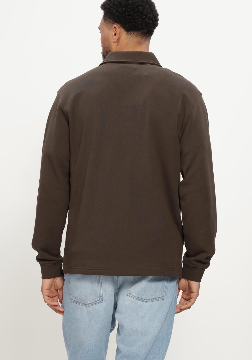 Bruine SELECTED MEN Trui SLMSCOTT LS HALF ZIP SWEAT - large