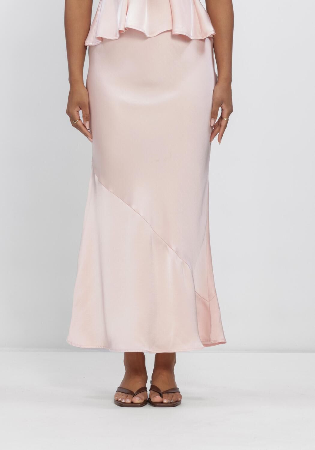 Lichtroze NEO NOIR Maxirok NINAD HEAVY SATEEN SKIRT - large