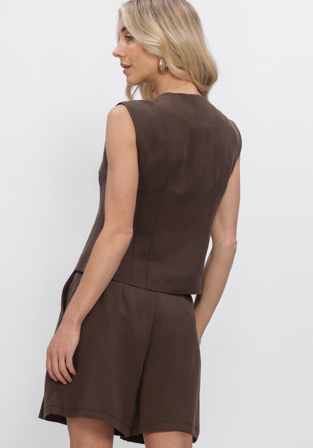 OBJECT Gilet OBJMOLLY S/L RE WAISTCOAT en marron - large