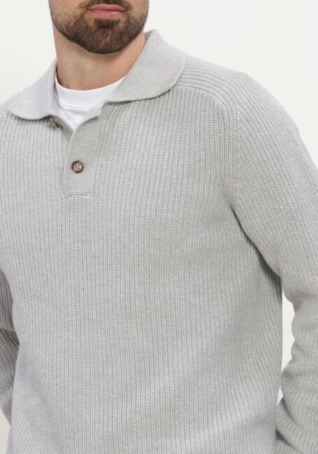 SELECTED MEN Pull SLMPIM LS KNIT POLO CAMP en gris - large