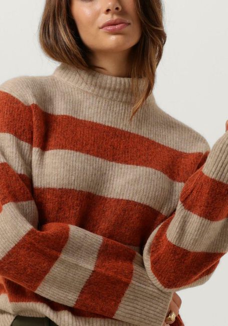 MOS MOSH Col roulé MMAIDY THORA STRIPE ROLLNECK KNIT en orange - large