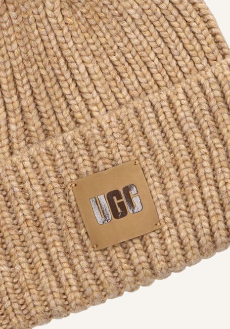 Camel UGG Muts CHUNKY RIB KNIT BEANIE W POM Camel UGG Muts CHUNKY RIB KNIT BEANIE W POM - large