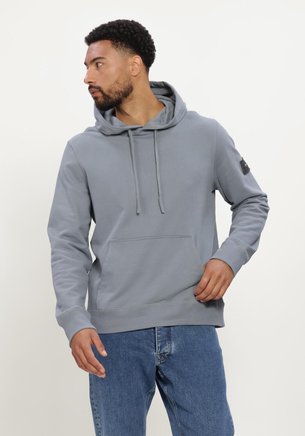 Grijze CALVIN KLEIN Trui LS EU 350TERRY BADGE HOODIE - large