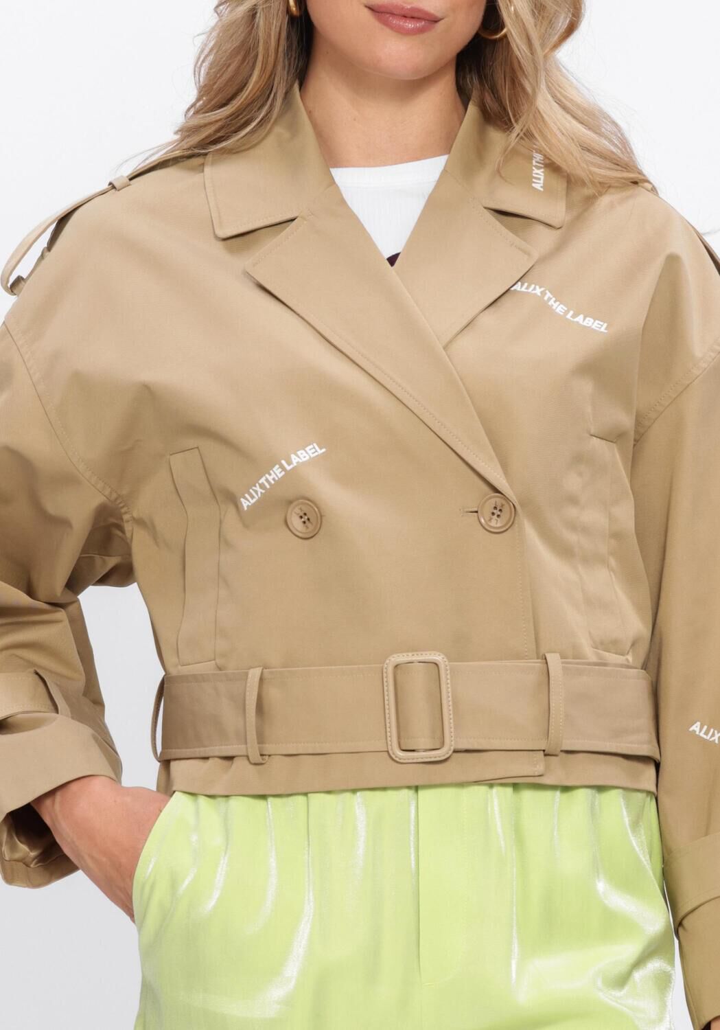 Camel ALIX THE LABEL Jassen LADIES WOVEN SHORT ALIX TRENCH COAT - large
