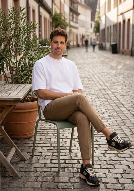 Witte SELECTED MEN T-shirt SLHLOOSEOSCAR SS O-NECK TEE NOOS - large