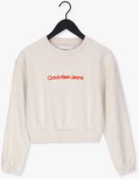 Creme CALVIN KLEIN Sweater TWO TONE MONOGRAM CROP CREW NECK
